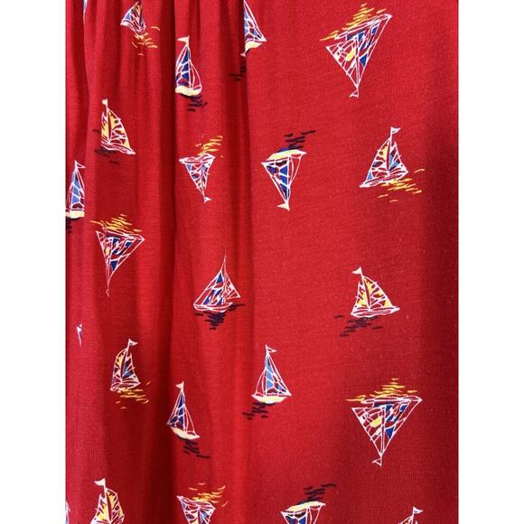 Women’s Midi Dress 1X 18-20 Sailboat Print Red Nautical Coastal Summer - Picture 6 of 12